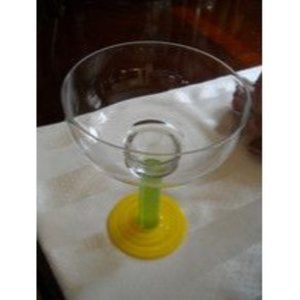 Margarita Glass Mexican Hand Blown Yellow Lime Green